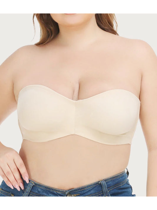 Womens Strapless Underwire Support Seamless Minimizer Bra Ivory