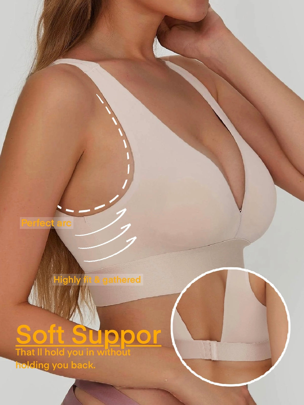 Seamless Push Up Wireless Sports Bralette Bras Beige