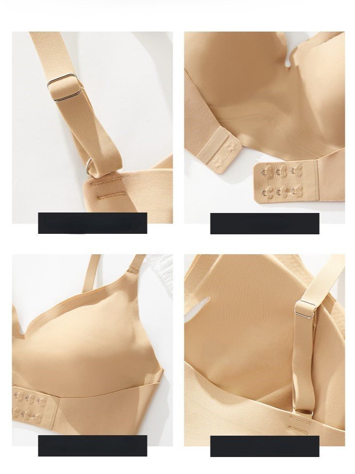 Front Closure Side-collecting Push-up Adjustable Seamless Wireless Bra