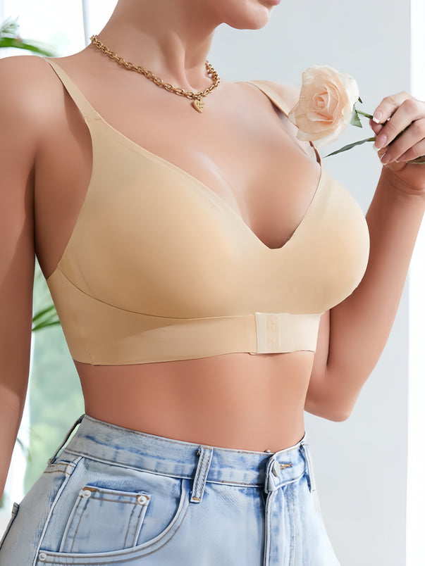 Front Closure Side-collecting Push-up Adjustable Seamless Wireless Bra